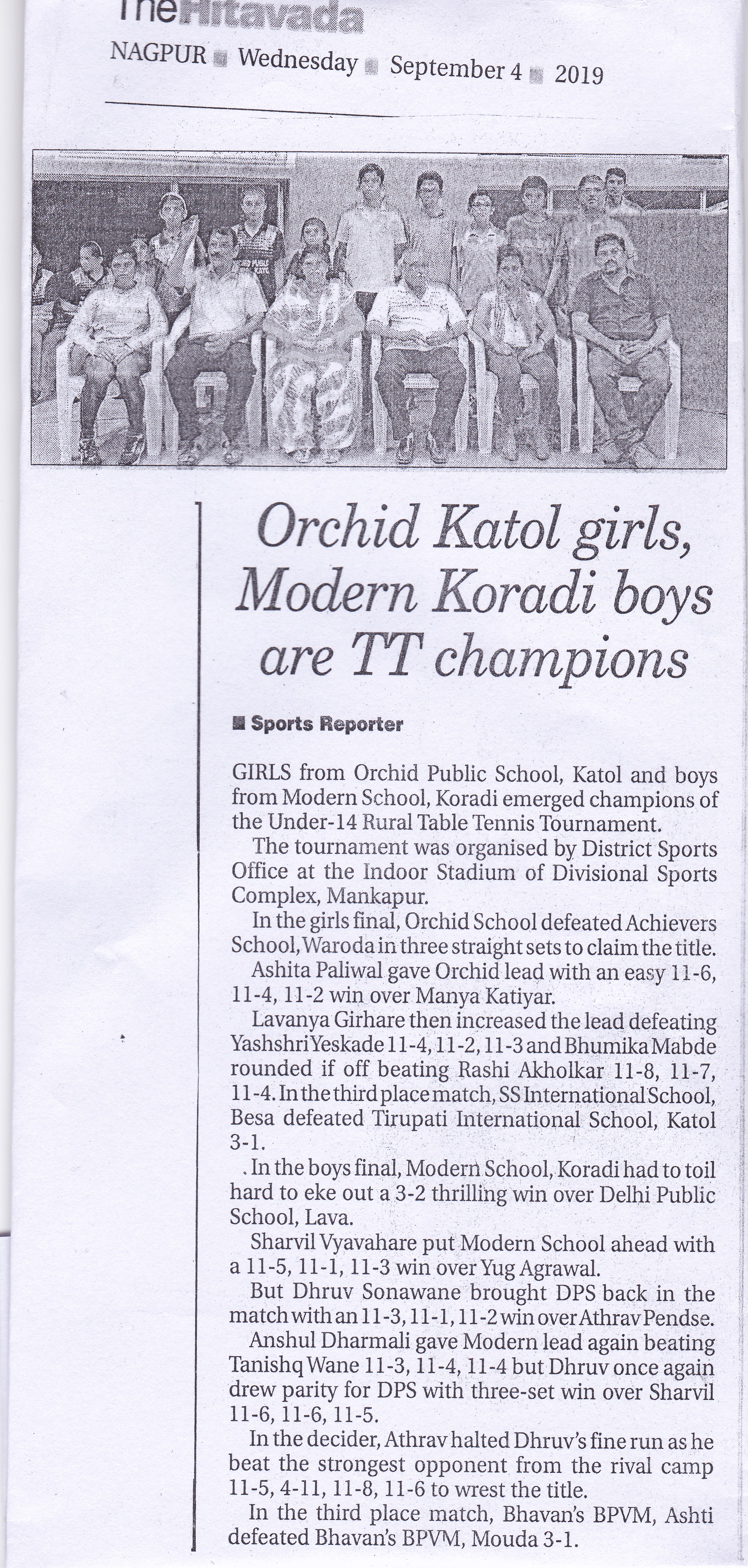 Orchid , Katol Girls Modern Koradi Boys Are TT Champions.